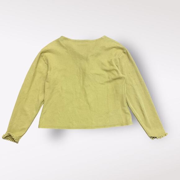 But, Gordon Vintage Ruffle Quarter Zip Sweater Womens Size Small Green - Picture 5 of 6